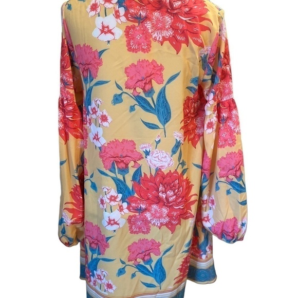 UMGEE Dress Size Small Oversized Floral Dress With Balloon Sleeves MIDI … - Picture 3 of 14